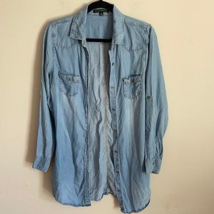 Haute Monde Tencel Chambray Button Down Shirt with Pockets Size L